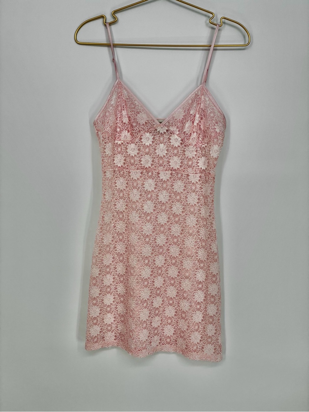 Jones New York Pink Floral Lace Mini Slip Dress Small Coquette Lingeriecore